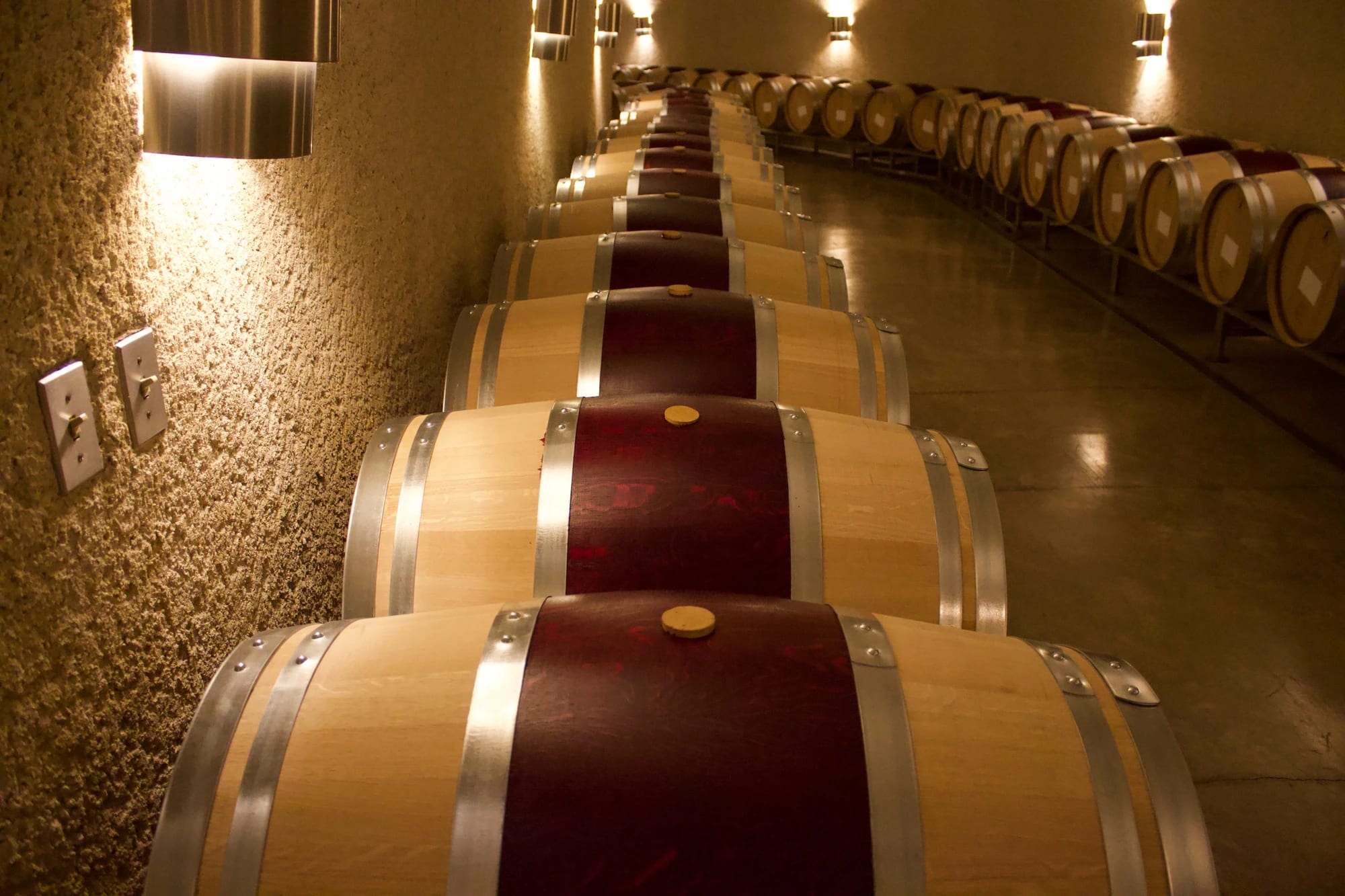 Barrels inside Palmaz Vineyards