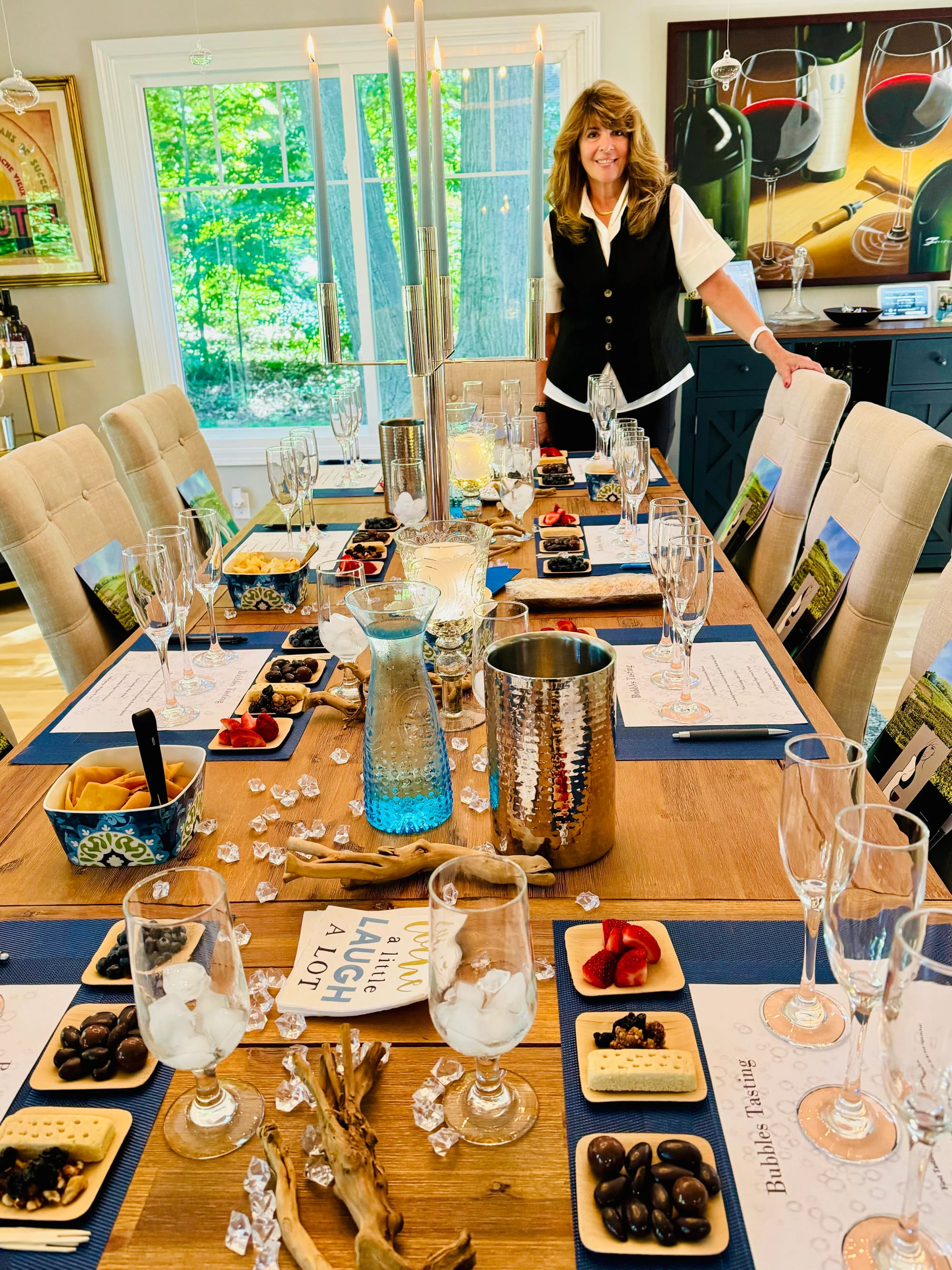 Susan leading a Champagne seminar in Saugatuck